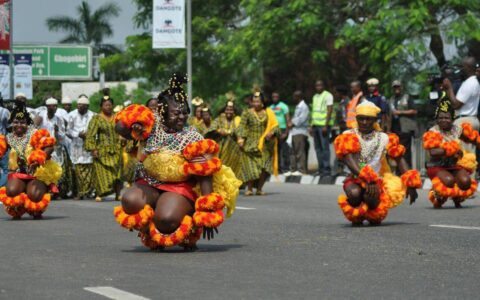 Efik women from Calabar performing their traditional dance
