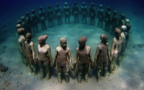 Underwater sculpture in Grenada in honor of African Ancestors who were thrown overboard the slave ships during the Middle Passage of the African Holocaust.